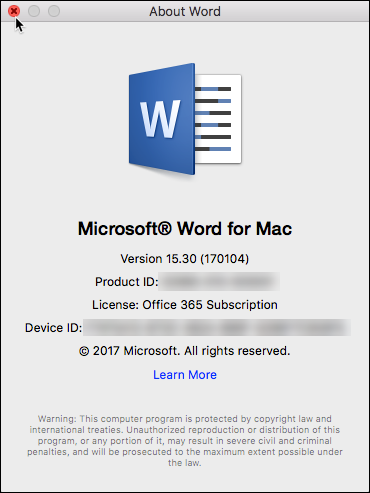 word for mac 2011 version